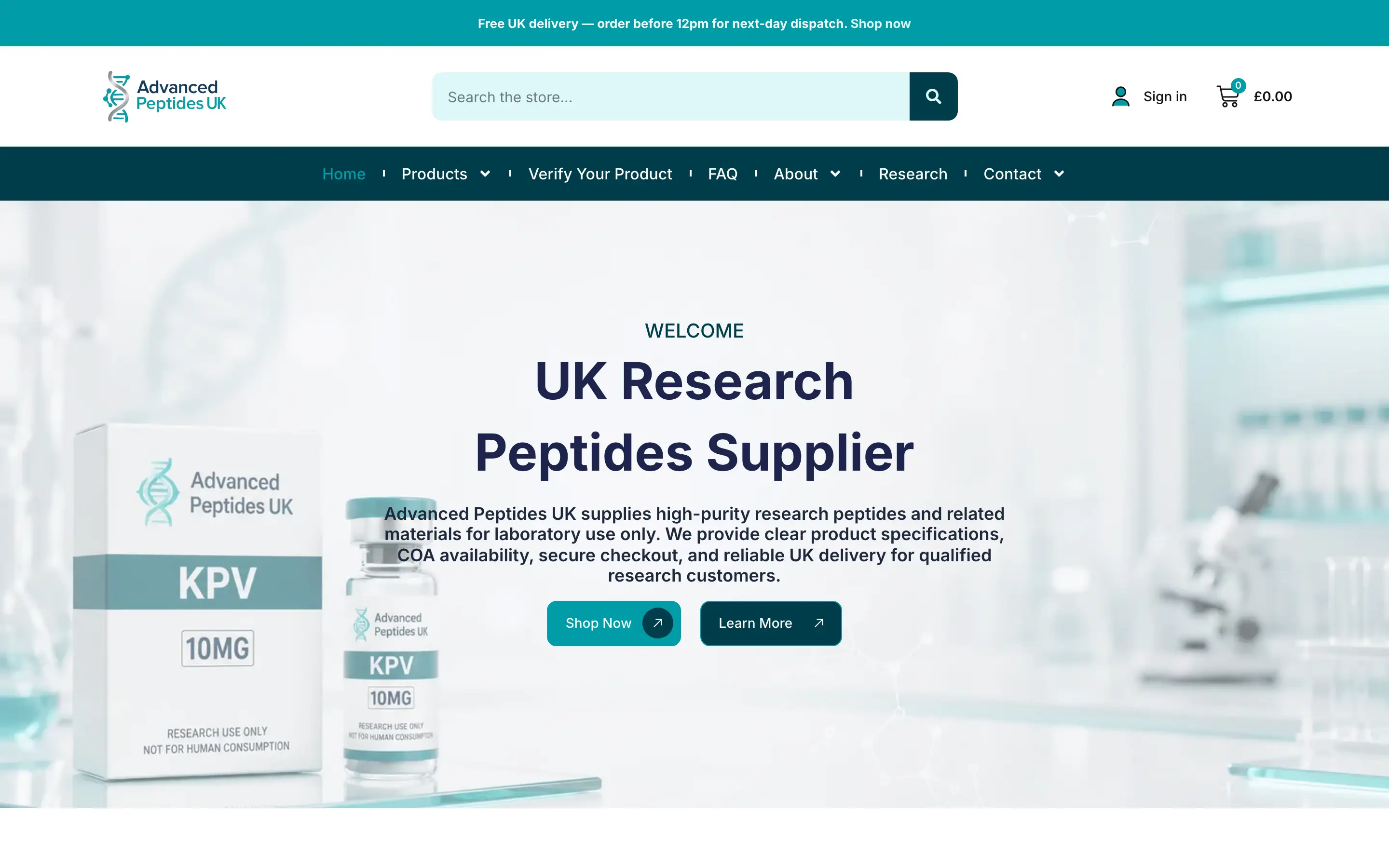 Advanced Peptides UK website