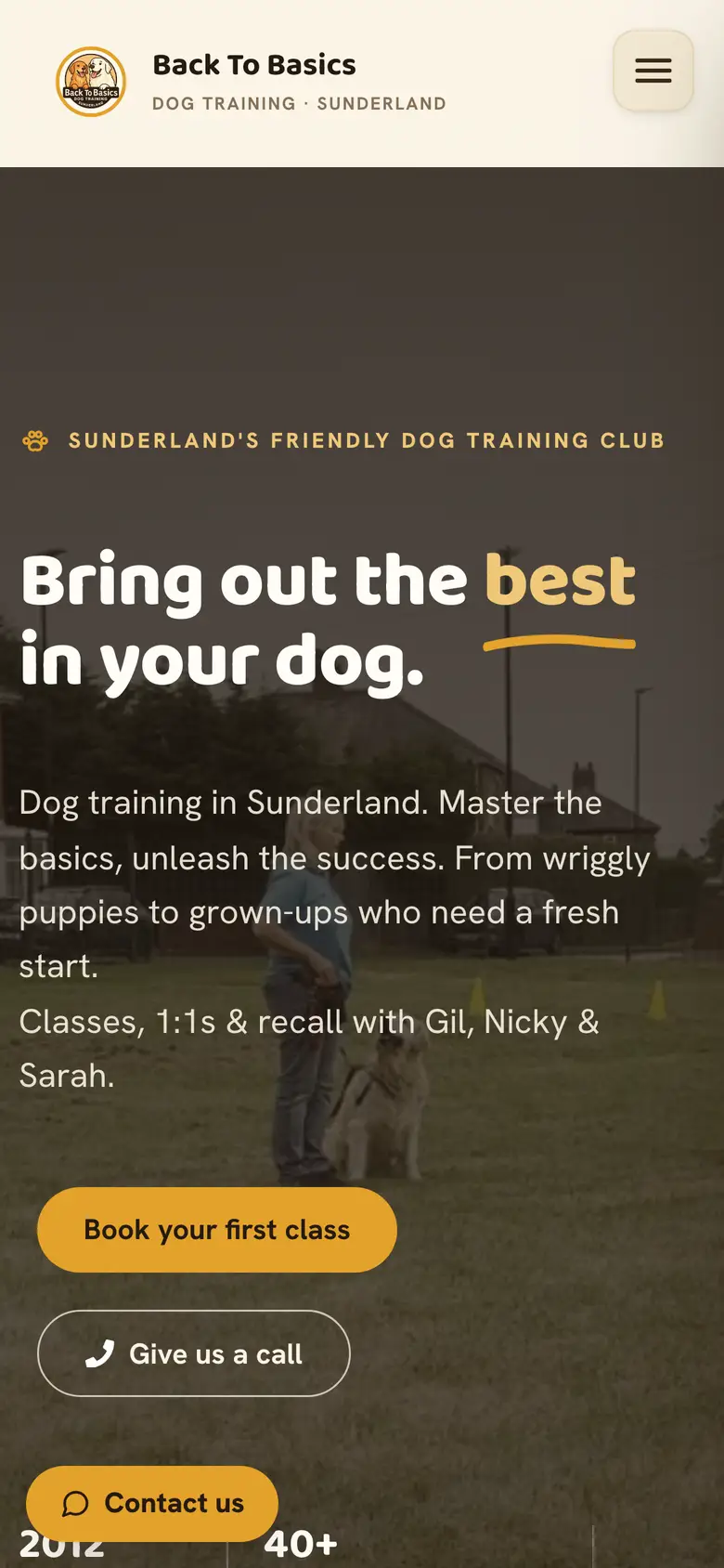 Back To Basics Dog Training on a phone