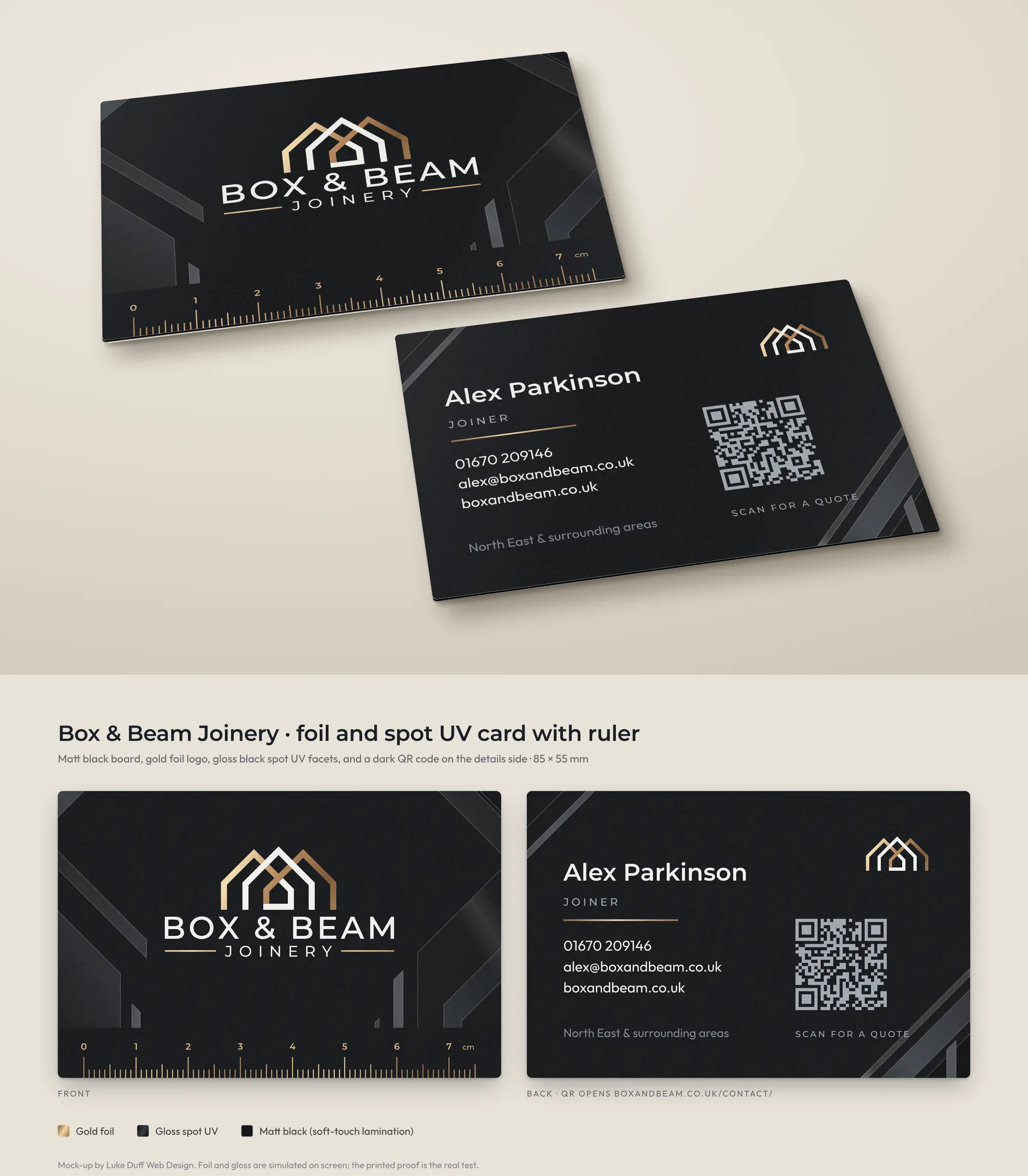 Box and Beam Business Cards, the finished artwork