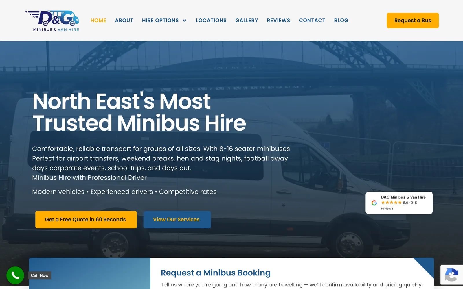D&G Minibus Hire website
