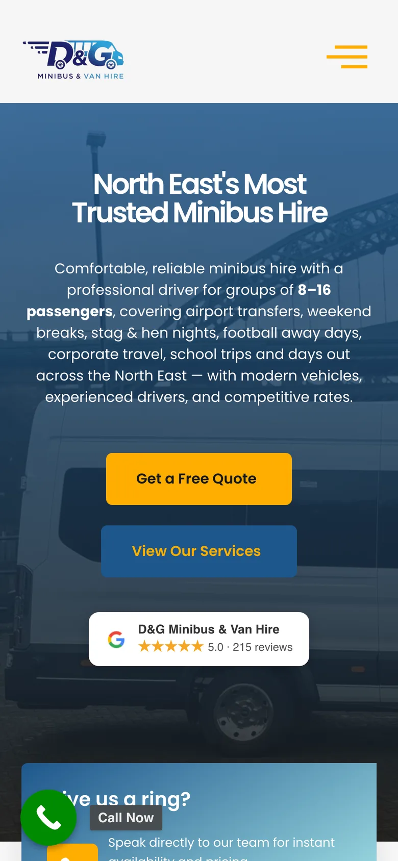 D&G Minibus Hire on a phone