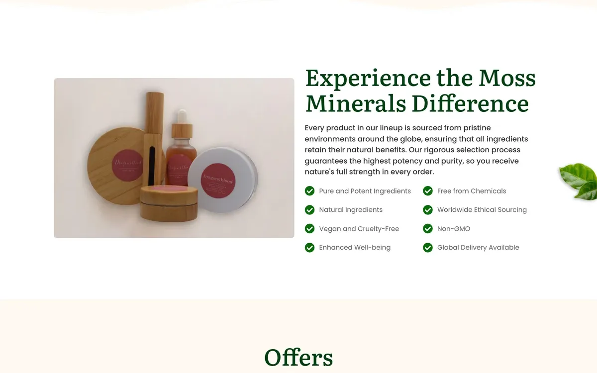 Moss Minerals Natural Products, second detail