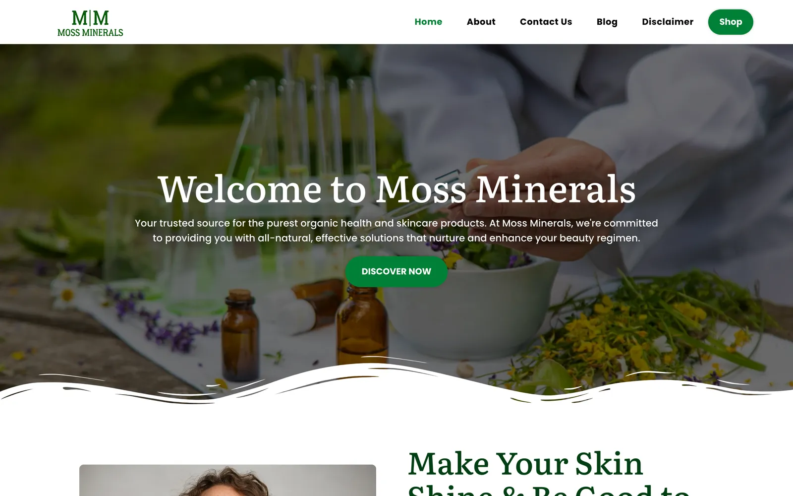 Moss Minerals Natural Products website