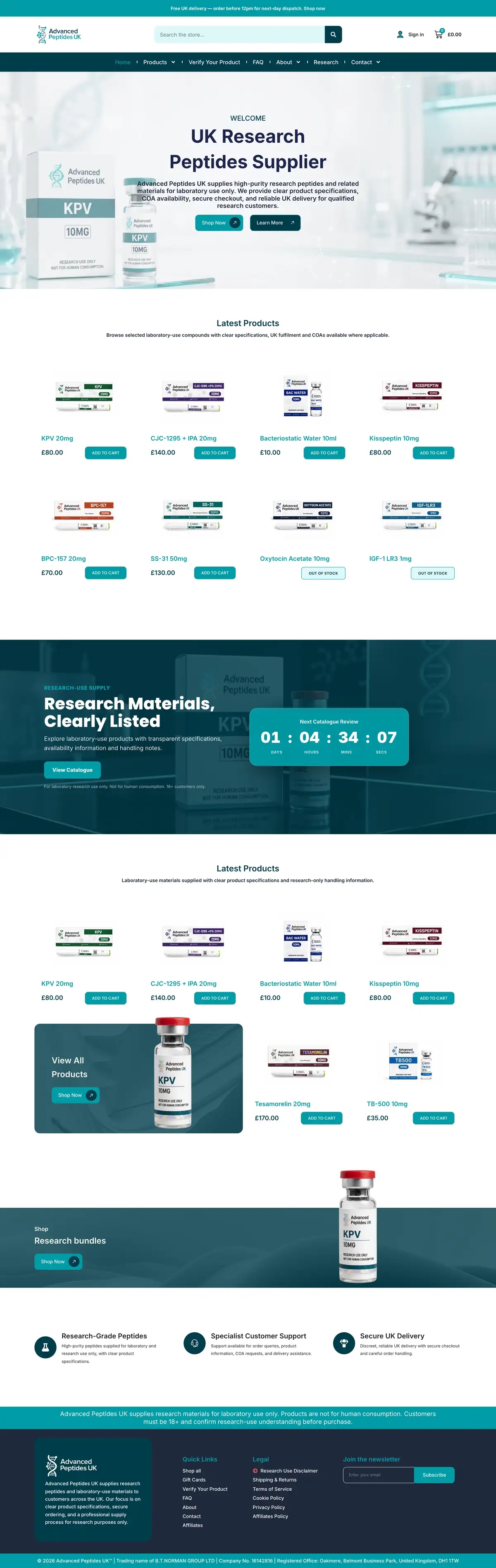 Advanced Peptides UK on desktop