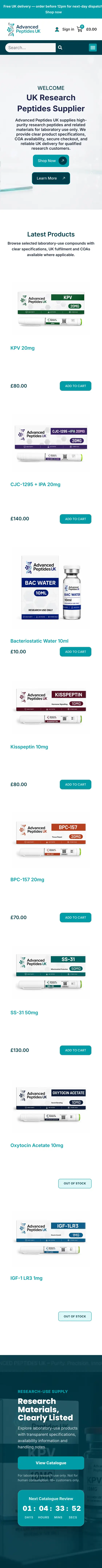 Advanced Peptides UK on a phone