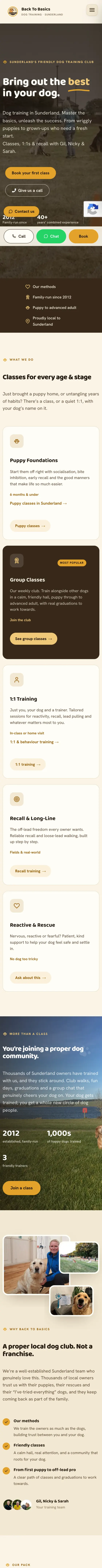 Back To Basics Dog Training on a phone