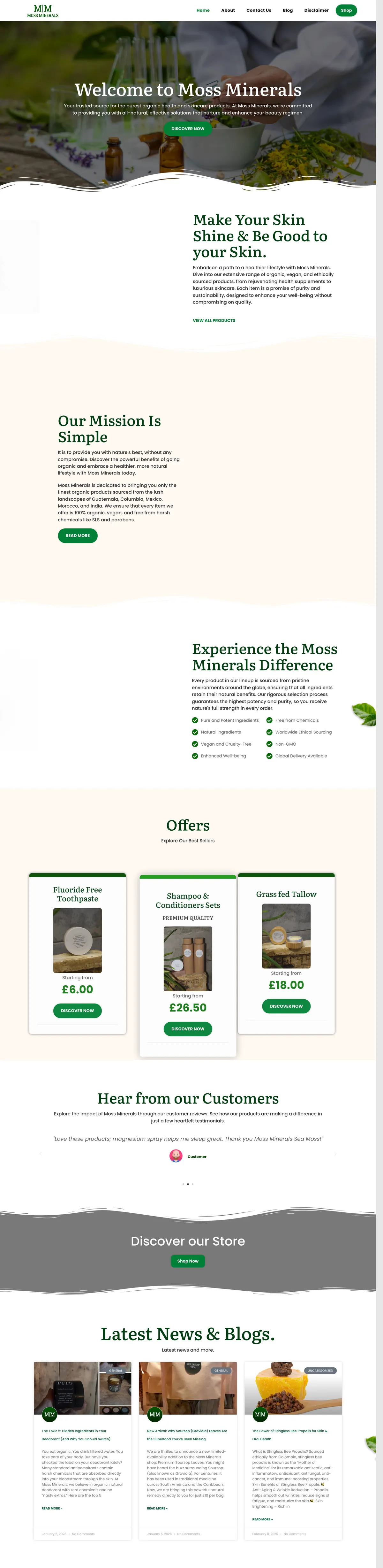 Moss Minerals Natural Products on desktop